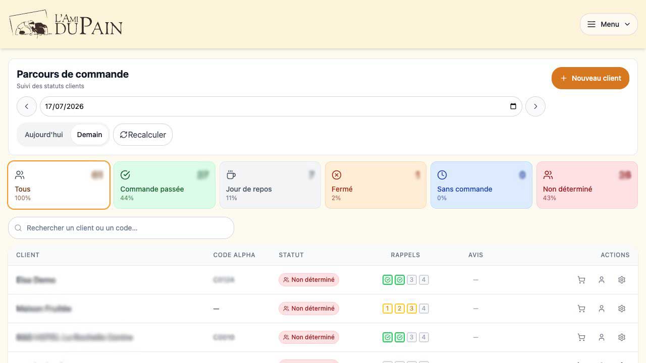 Parcours de commande dans l’interface actuelle