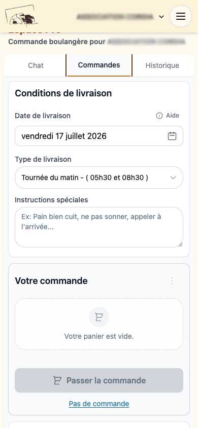 Interface réelle de commande sur mobile